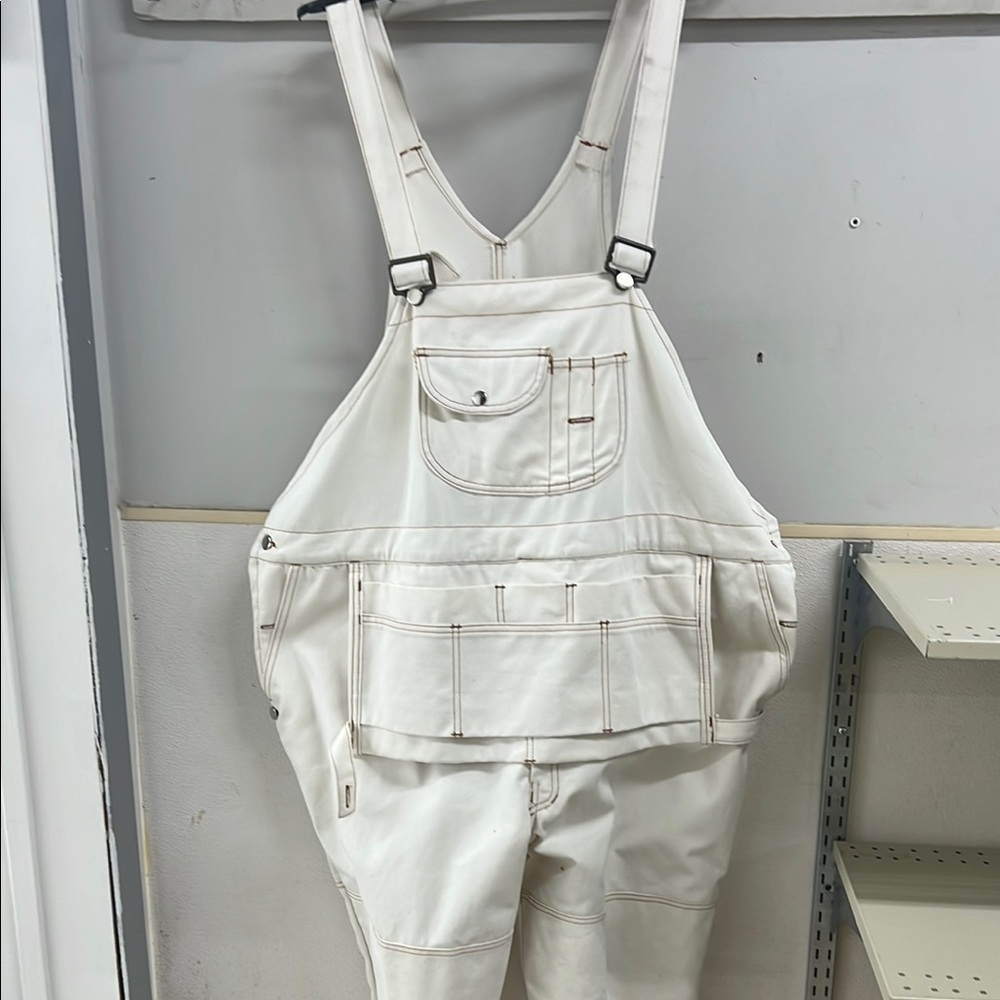 Men's White Cargo Overalls – Durable Workwear
